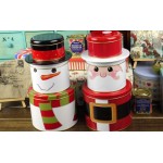 Snowman Iron Cylinder Case, Tin Storage Box, Tea Canister,Candy Box